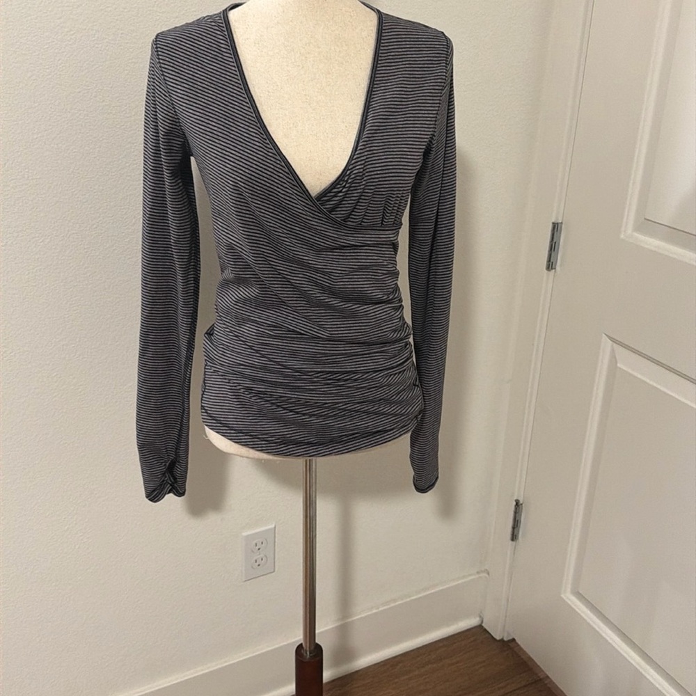 lululemon athletica Black and White Long Sleeve Wrap Top